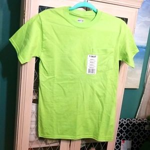 Hanes Beefy Neon Green Tshirt Unisex Small